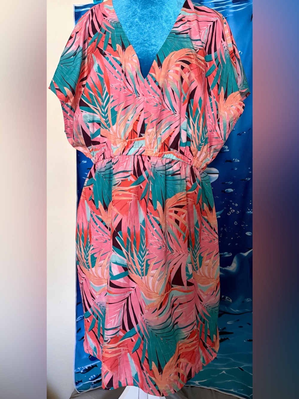 Tropical Pink & Teal Women's Dress or beach cover.
